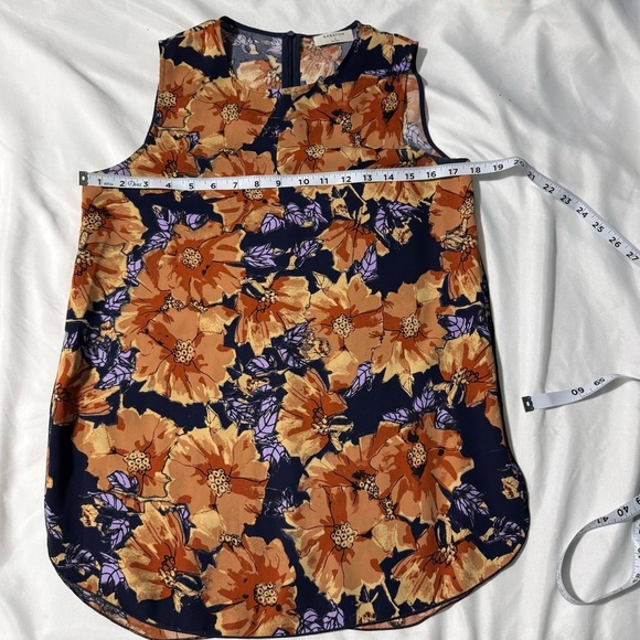 Babaton Floral Print Sleeveless Blouse Size Small Orange Purple - Picture 8 of 11